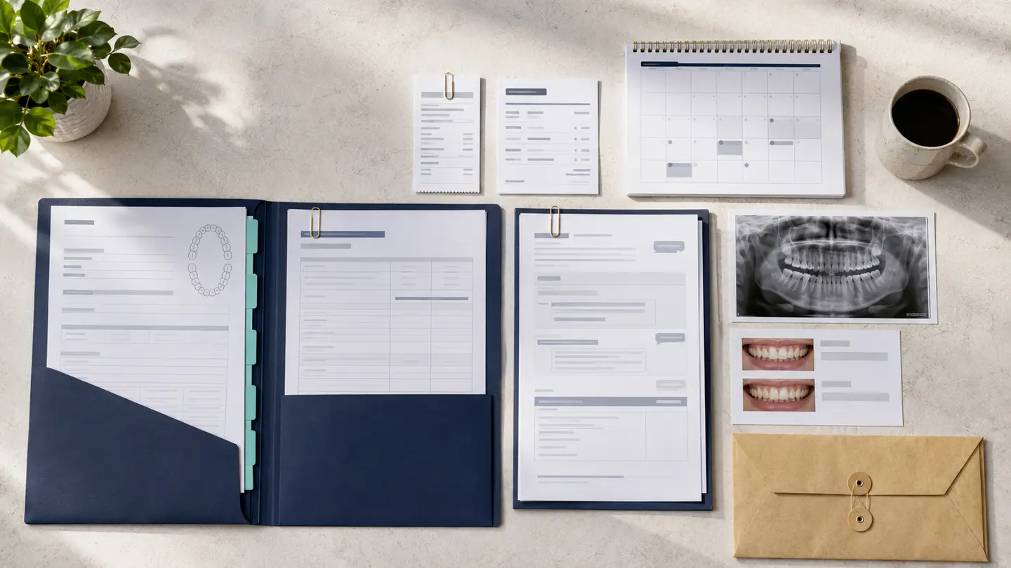 Illustration representing a checklist of evidence such as receipts, correspondence and photographs